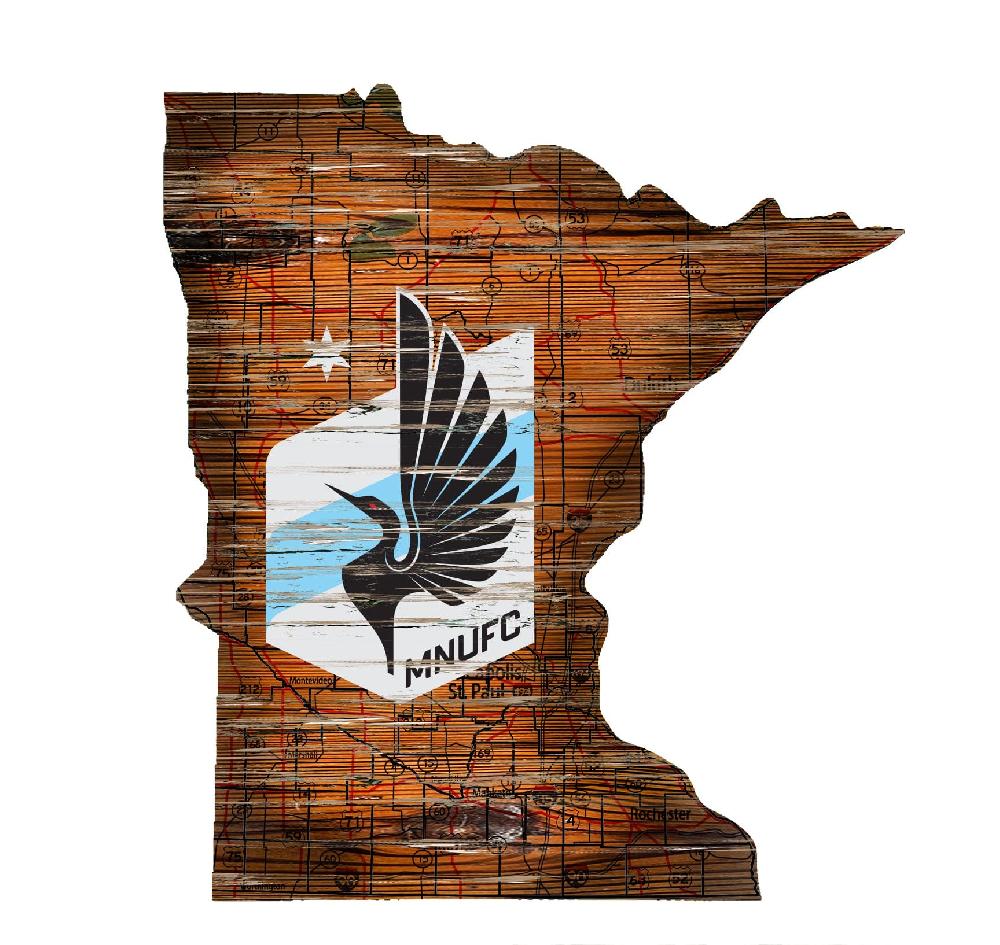 fan creations Minnesota United FC Distressed State With Logo Sign