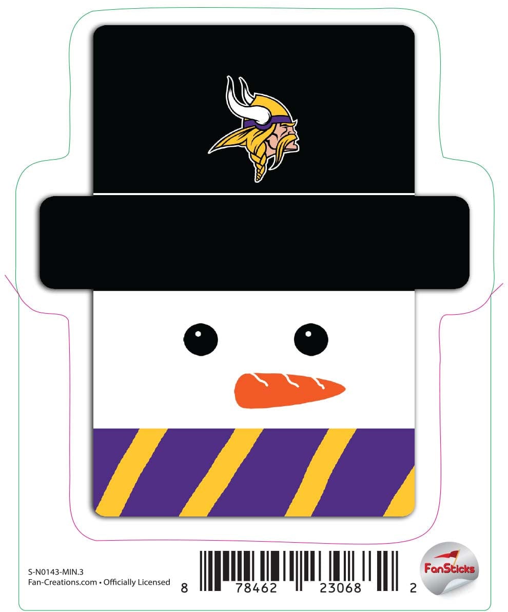 fan creations Minnesota Vikings 3in Decal Snowman Holiday Head