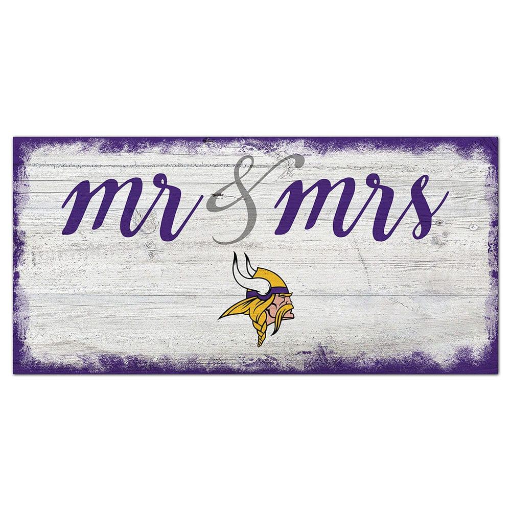 fan creations Minnesota Vikings Script Mr & Mrs 6x12 Sign