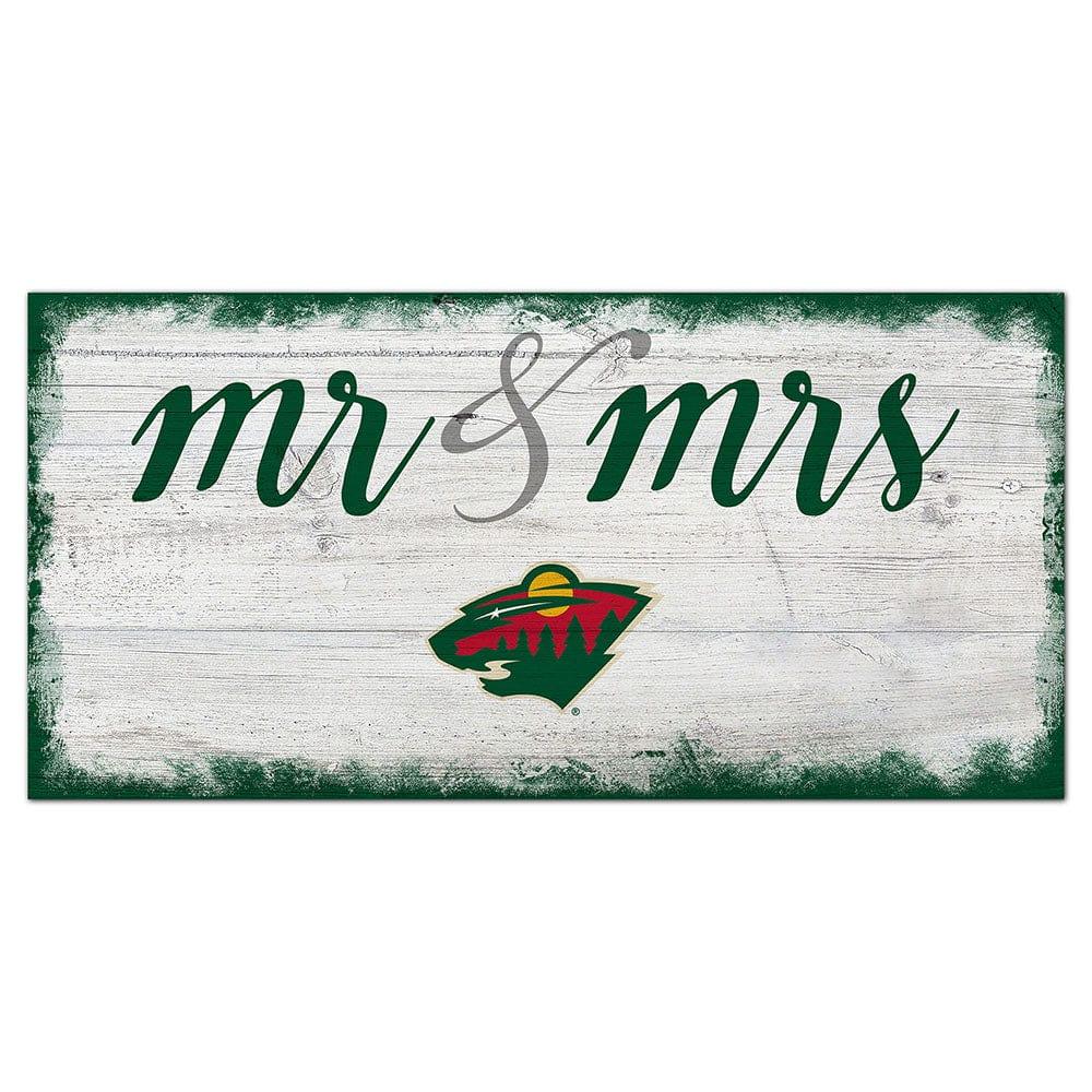 fan creations Minnesota Wild Script Mr & Mrs 6x12 Sign