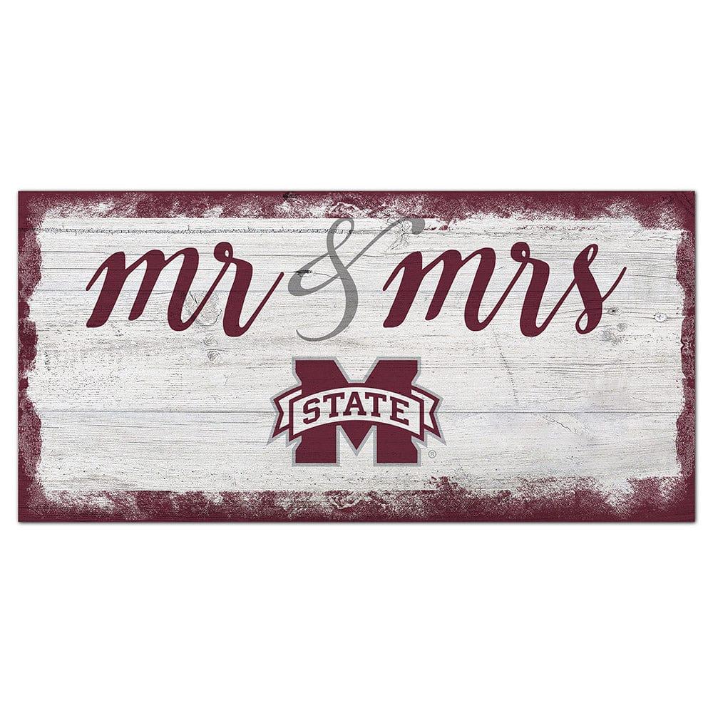 fan creations Mississippi State University Script Mr & Mrs 6x12 Sign