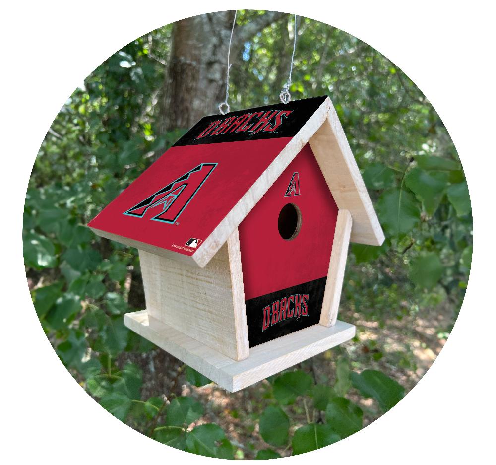fan creations MLB Arizona Diamondbacks-Themed Birdhouse – White Mahogany with Bright UV Printed Team Colors