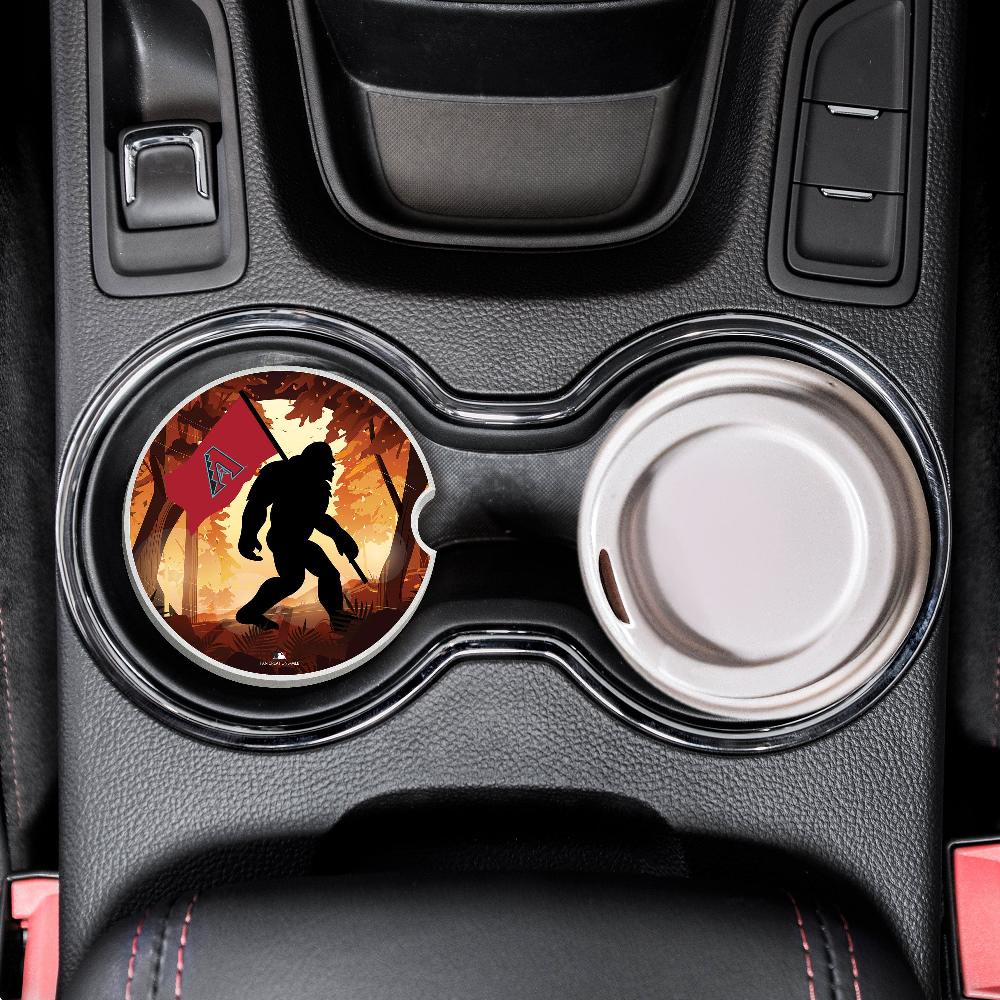 fan creations MLB Arizona Diamondbacks Themed Ceramic Car Coaster - 2.5" Bigfoot Carrying Team Flag Design - 2 Pack