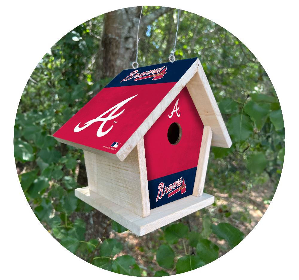 fan creations MLB Atlanta Braves-Themed Birdhouse – White Mahogany with Bright UV Printed Team Colors
