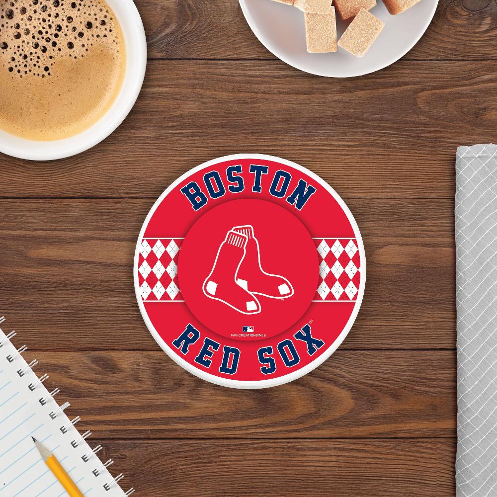 fan creations MLB - Boston Red Sox 4 inch Ceramic Argyle Coaster