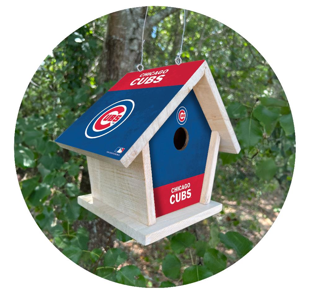fan creations MLB Chicago Cubs-Themed Birdhouse – White Mahogany with Bright UV Printed Team Colors