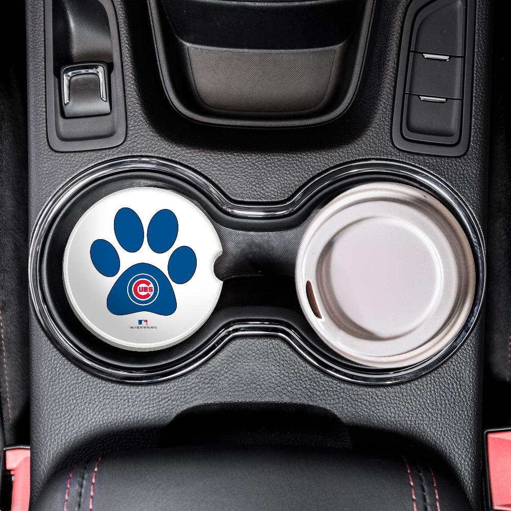 fan creations MLB Chicago Cubs Themed Ceramic Car Coaster -2.5" Bigfoot Carrying Team Flag Design - 2 Pack