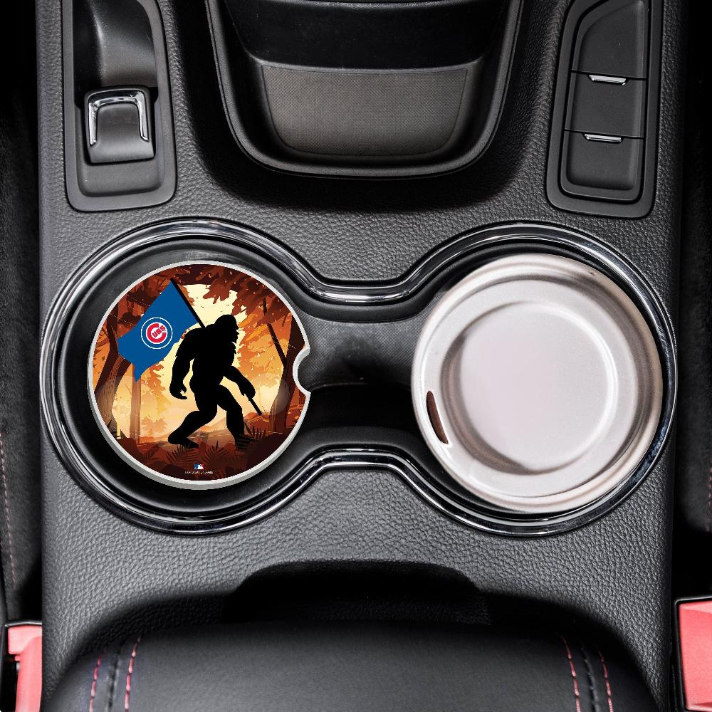 fan creations MLB Chicago White Sox Themed Ceramic Car Coaster - 2.5" Bigfoot Carrying Team Flag Design - 2 Pack