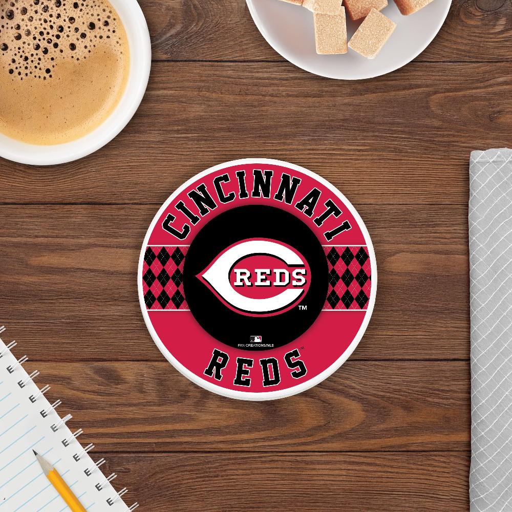 fan creations MLB - Cincinnati Reds 4 inch Ceramic Argyle Coaster