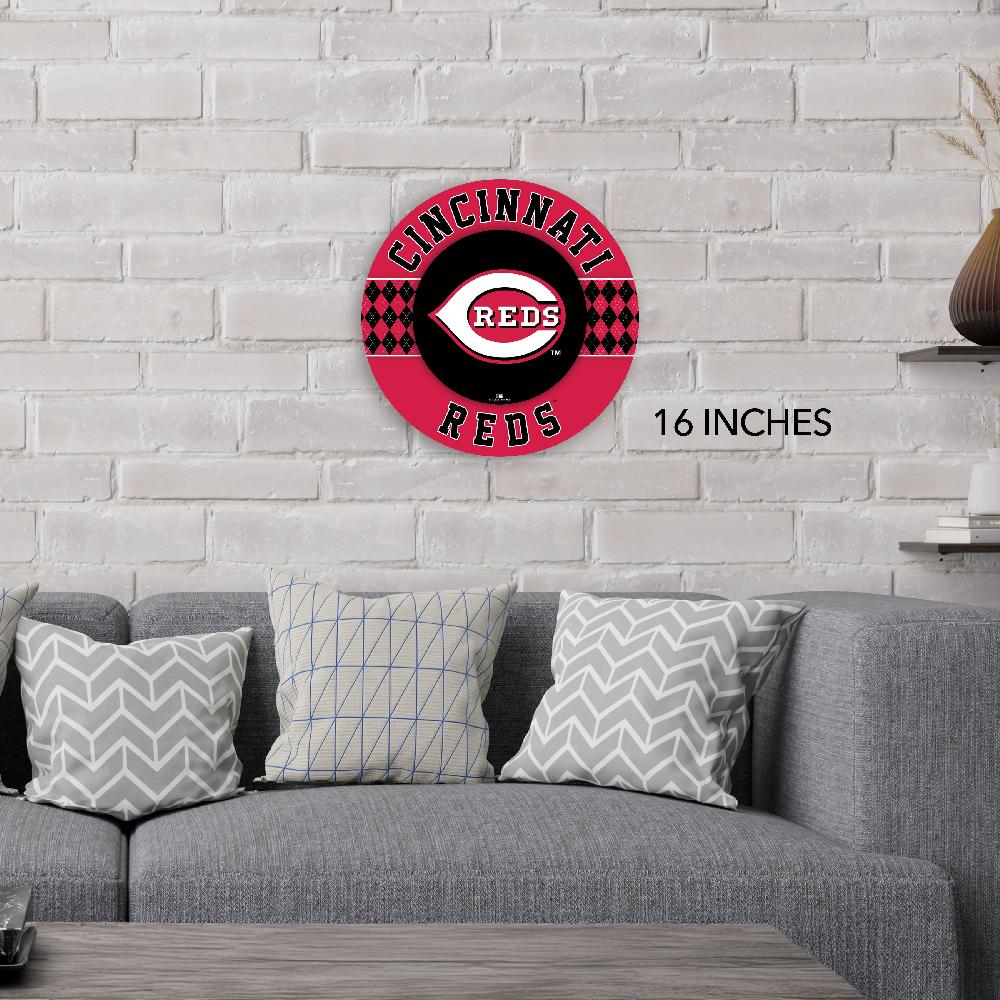 fan creations MLB Cincinnati Reds Argyle 16inc Circle Wall Art