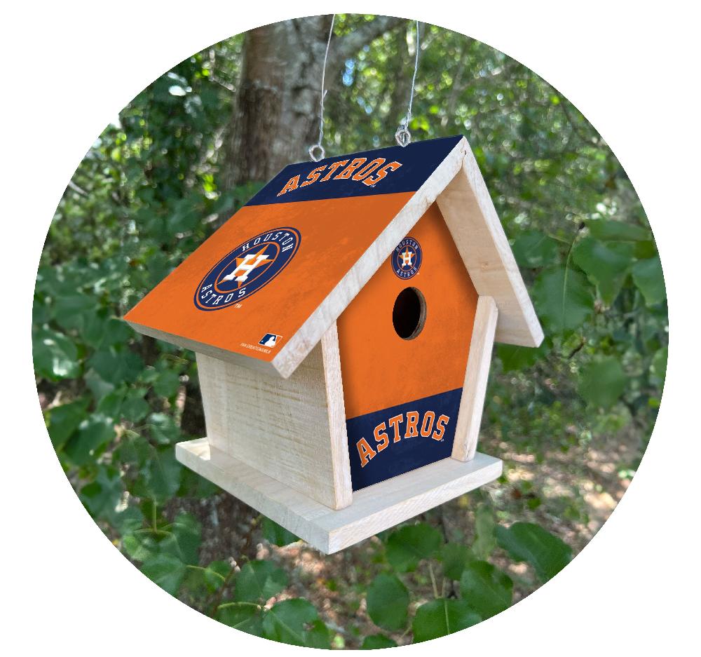 fan creations MLB Houston Astros-Themed Birdhouse – White Mahogany with Bright UV Printed Team Colors