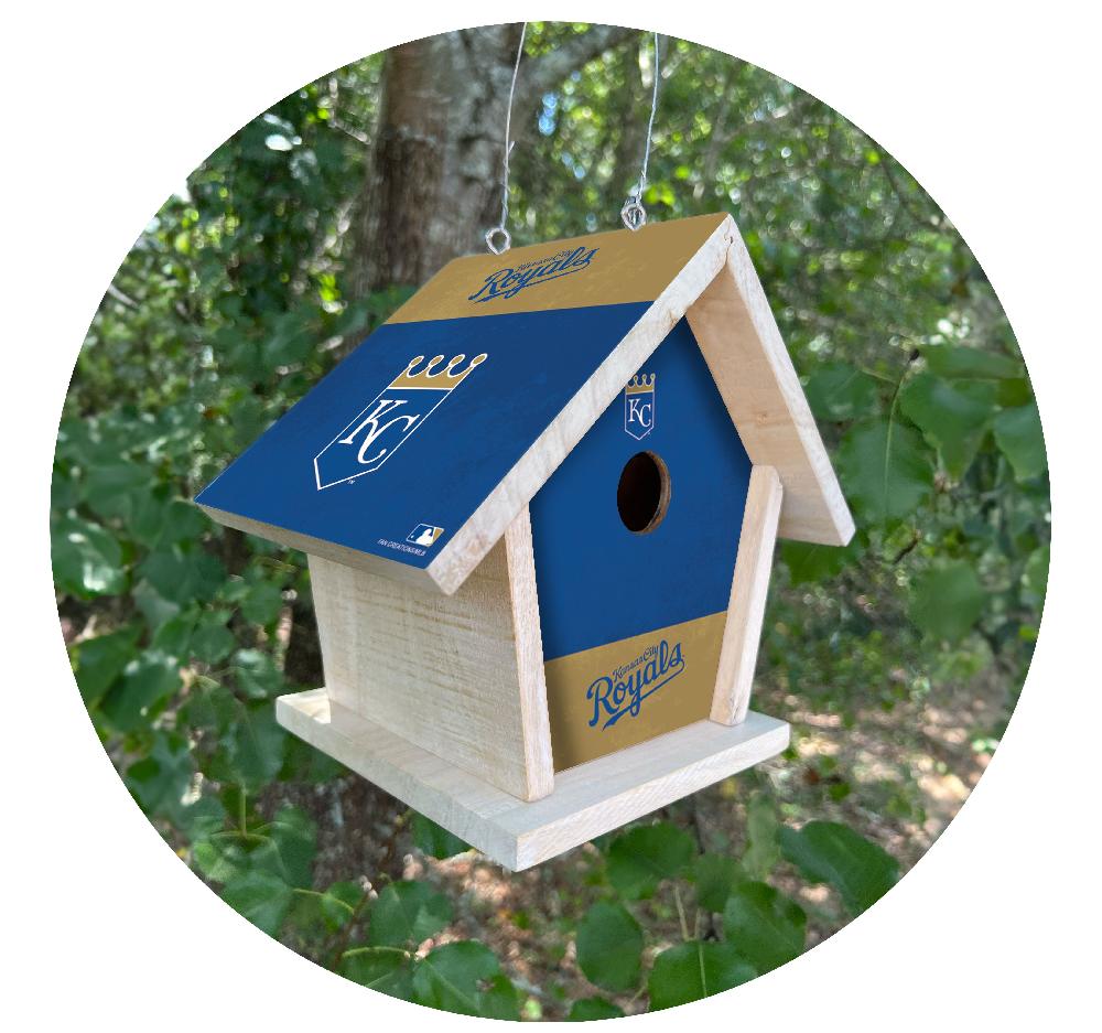 fan creations MLB Kansas City Royals-Themed Birdhouse – White Mahogany with Bright UV Printed Team Colors