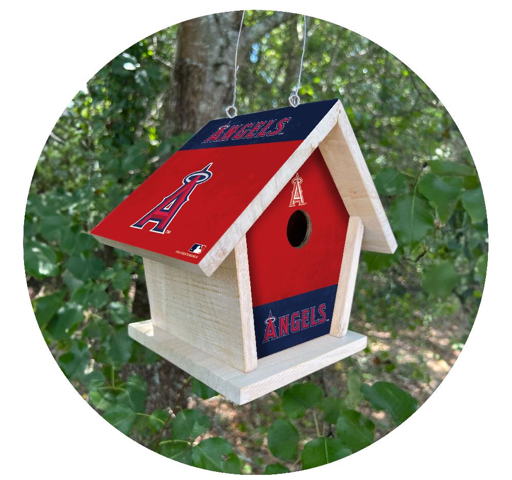 fan creations MLB Los Angeles Angels-Themed Birdhouse – White Mahogany with Bright UV Printed Team Colors