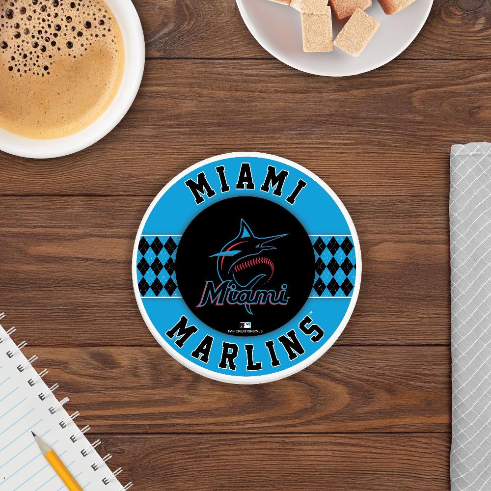 fan creations MLB - Miami Marlins 4 inch Ceramic Argyle Coaster