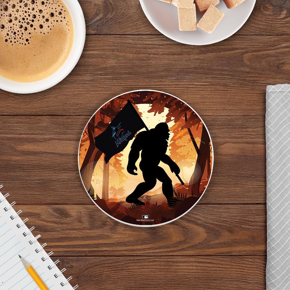 fan creations MLB Miami Marlins- 4 inch Ceramic Big Foot Flag Car Coaster