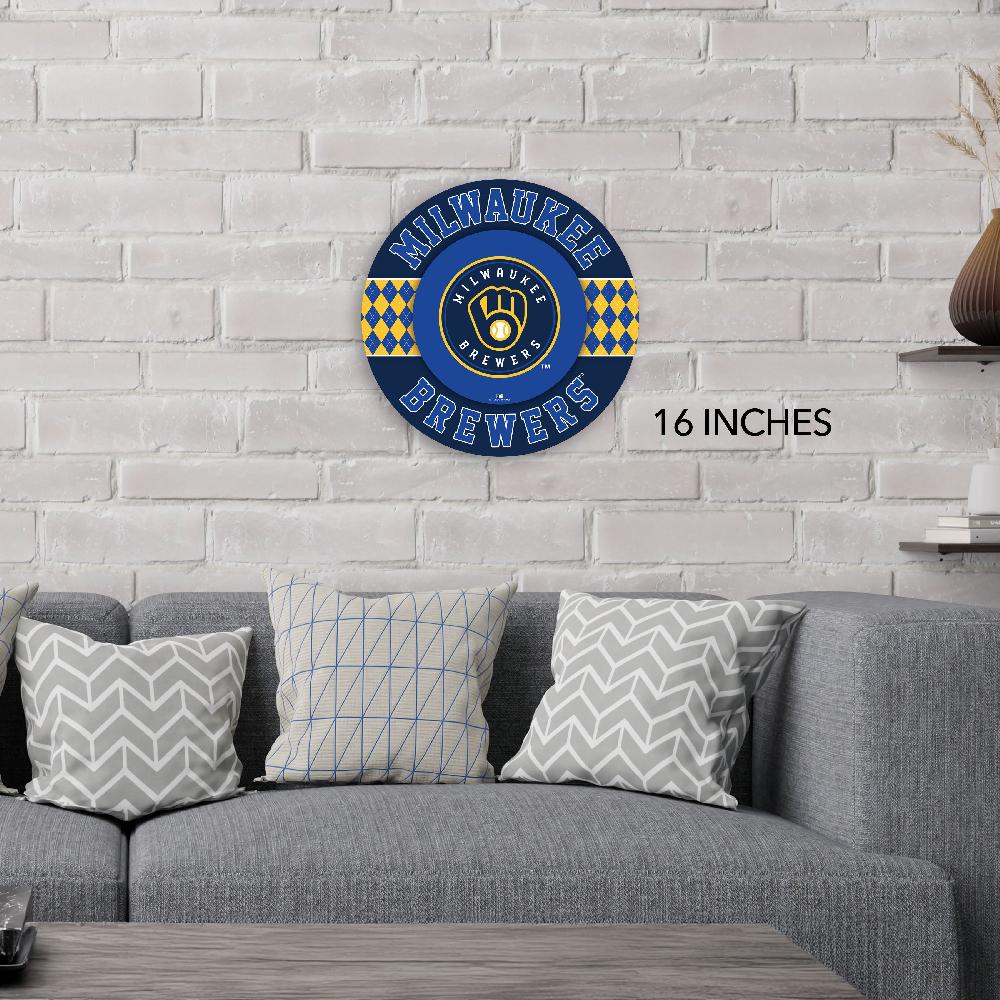 fan creations MLB Milwaukee Brewers Argyle 16inc Circle Wall Art