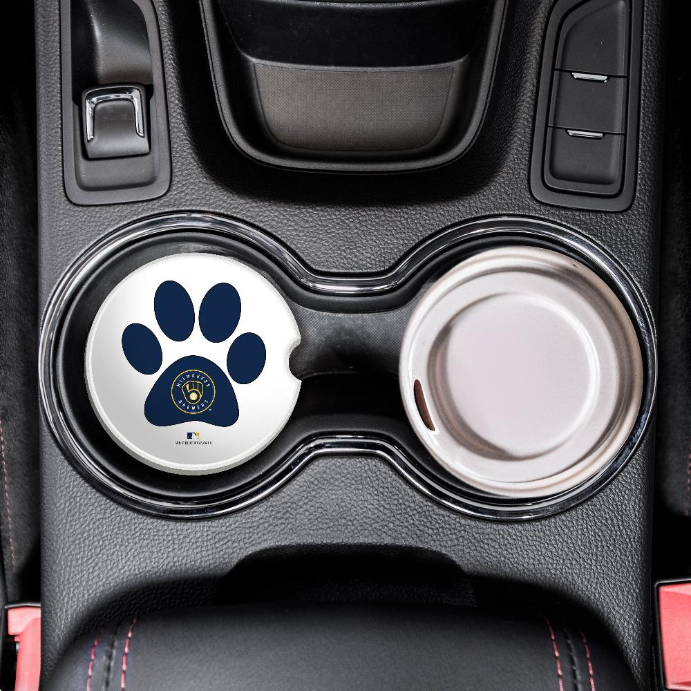 fan creations MLB Milwaukee Brewers Themed Ceramic Car Coaster -2.5" Bigfoot Carrying Team Flag Design - 2 Pack