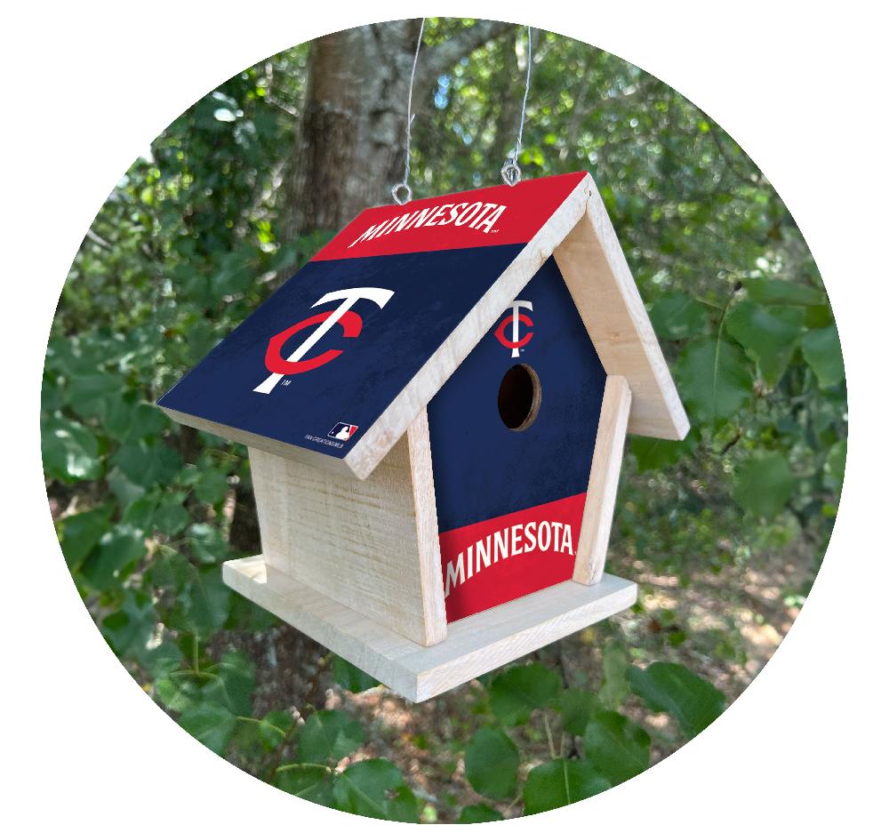 fan creations MLB Minnesota Twins-Themed Birdhouse – White Mahogany with Bright UV Printed Team Colors