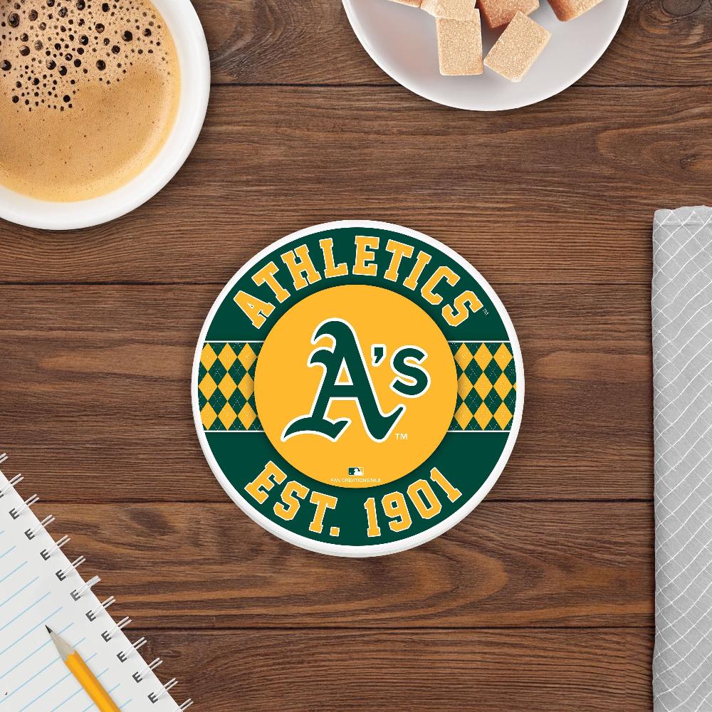 fan creations MLB - Oakland Athletics 4 inch Ceramic Argyle Coaster