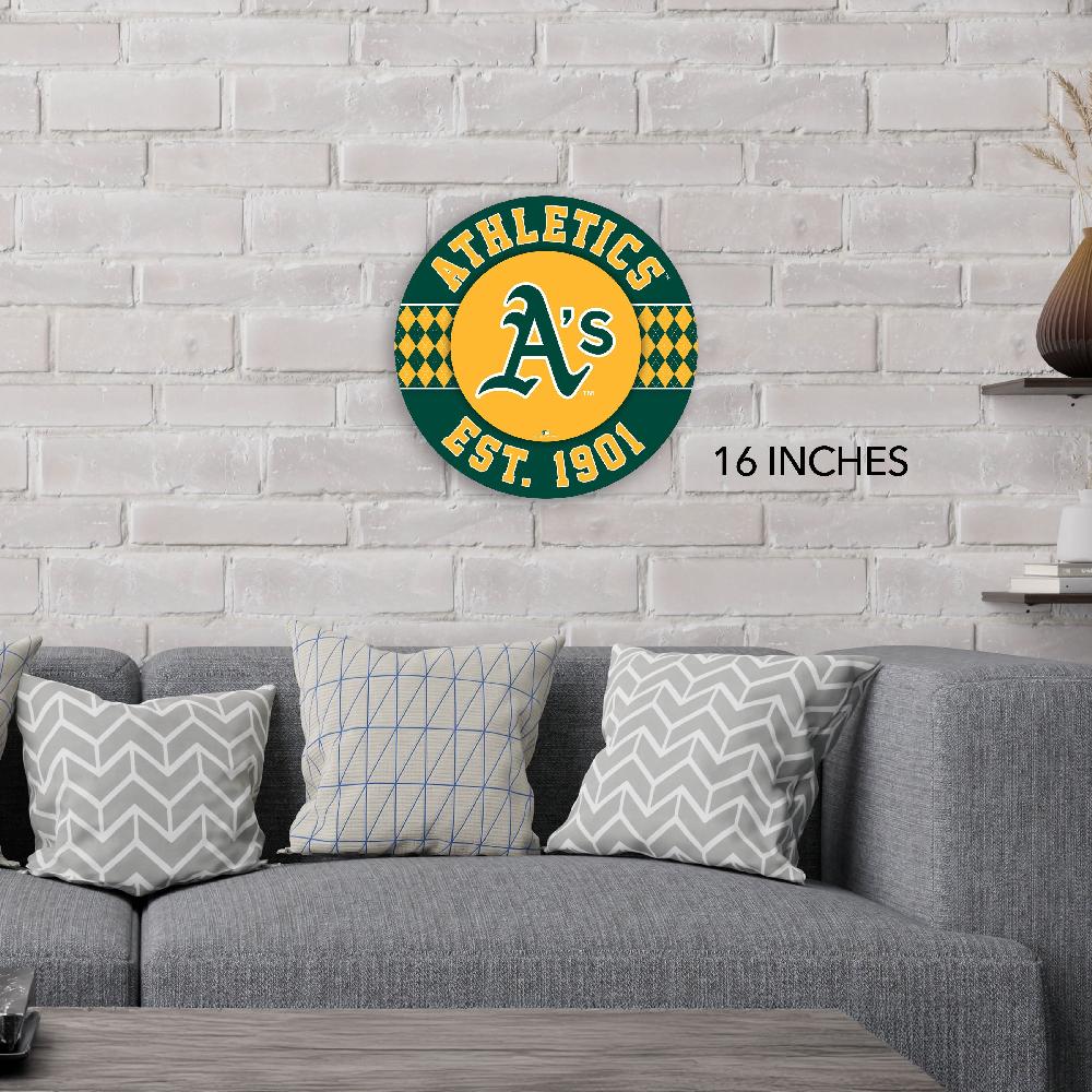 fan creations MLB Oakland Athletics Argyle 16inc Circle Wall Art