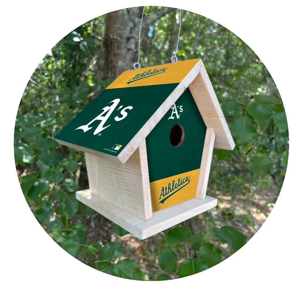 fan creations MLB Oakland Athletics-Themed Birdhouse – White Mahogany with Bright UV Printed Team Colors