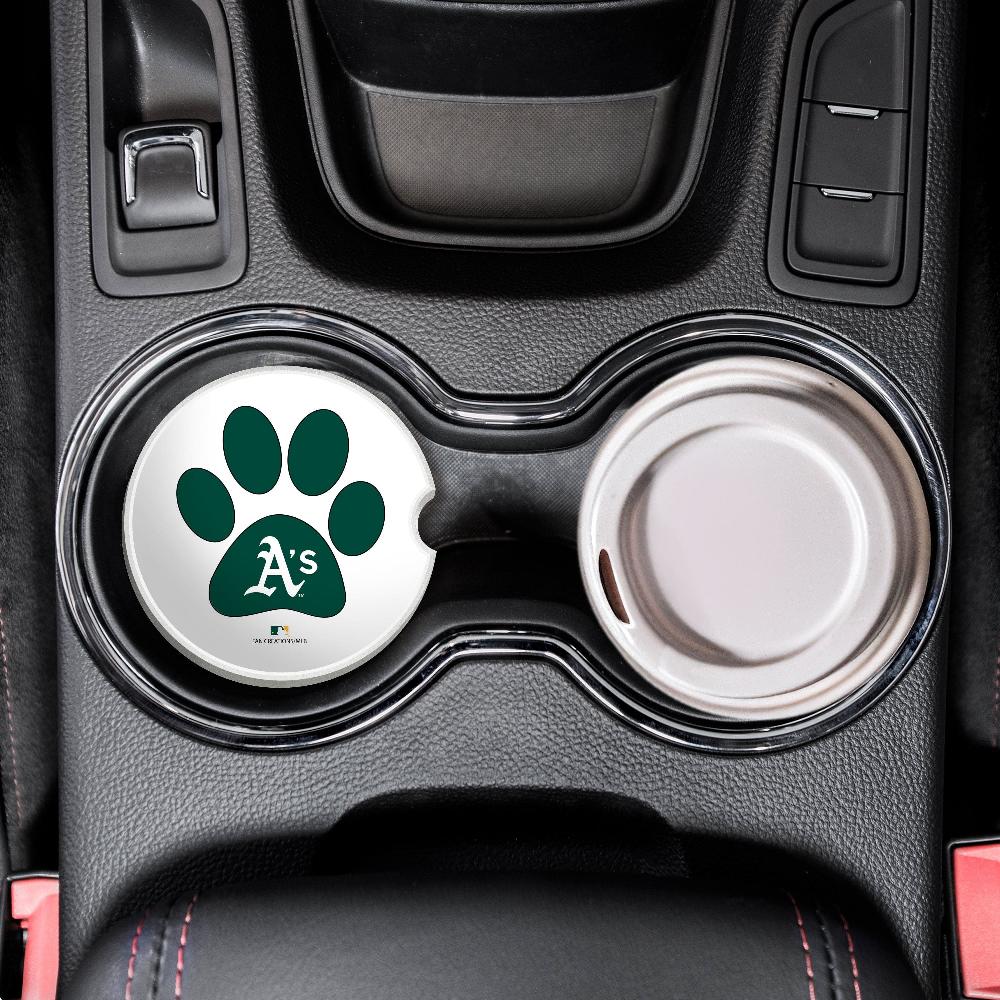 fan creations MLB Oakland Athletics Themed Ceramic Car Coaster -2.5" Bigfoot Carrying Team Flag Design - 2 Pack