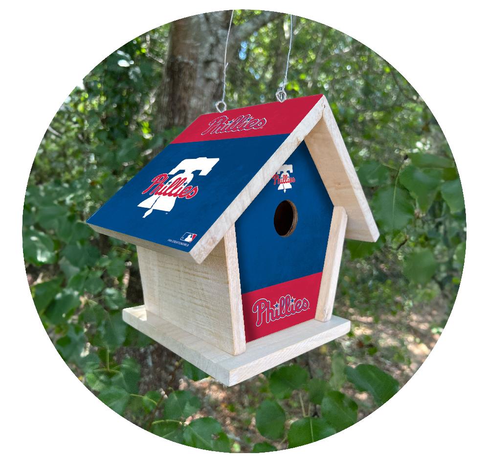 fan creations MLB Philadelphia Phillies-Themed Birdhouse – White Mahogany with Bright UV Printed Team Colors