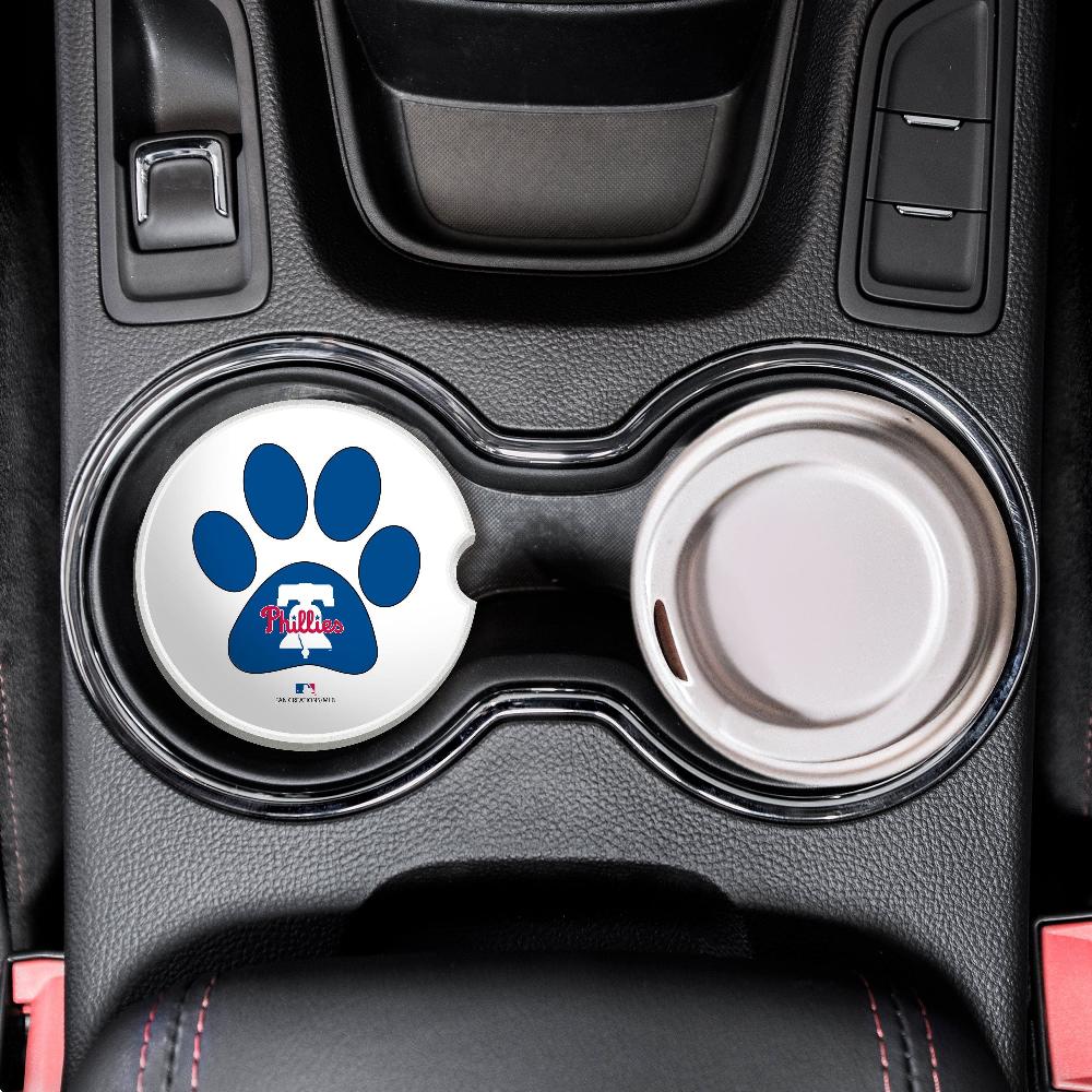 fan creations MLB Philadelphia Phillies Themed Ceramic Car Coaster -2.5" Bigfoot Carrying Team Flag Design - 2 Pack