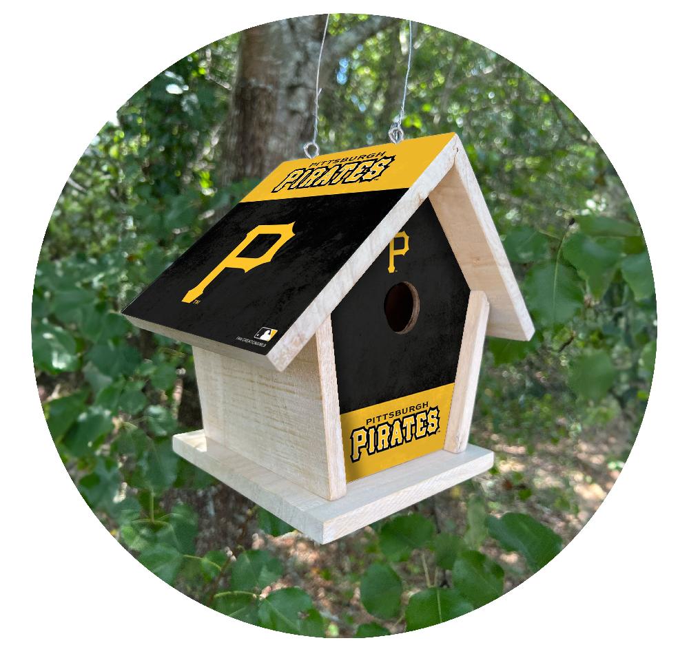 fan creations MLB Pittsburgh Pirates-Themed Birdhouse – White Mahogany with Bright UV Printed Team Colors
