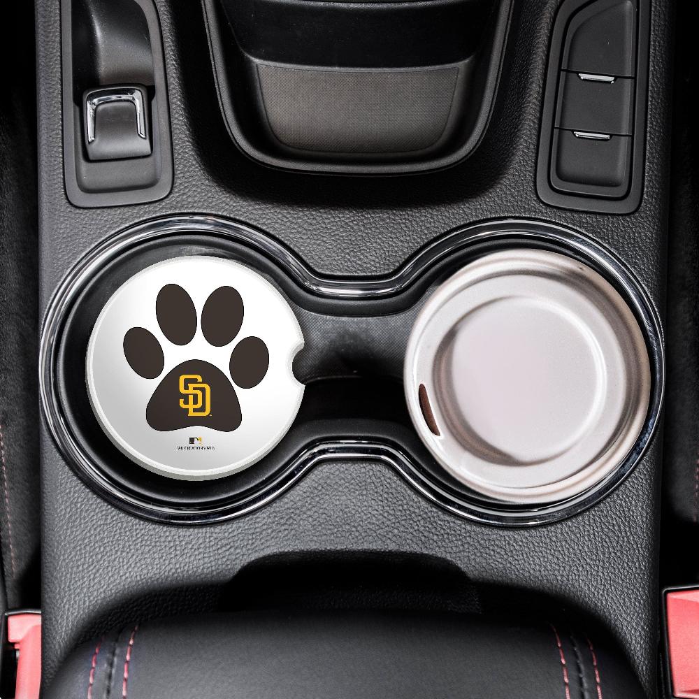 fan creations MLB San Diego Padres Themed Ceramic Car Coaster -2.5" Bigfoot Carrying Team Flag Design - 2 Pack