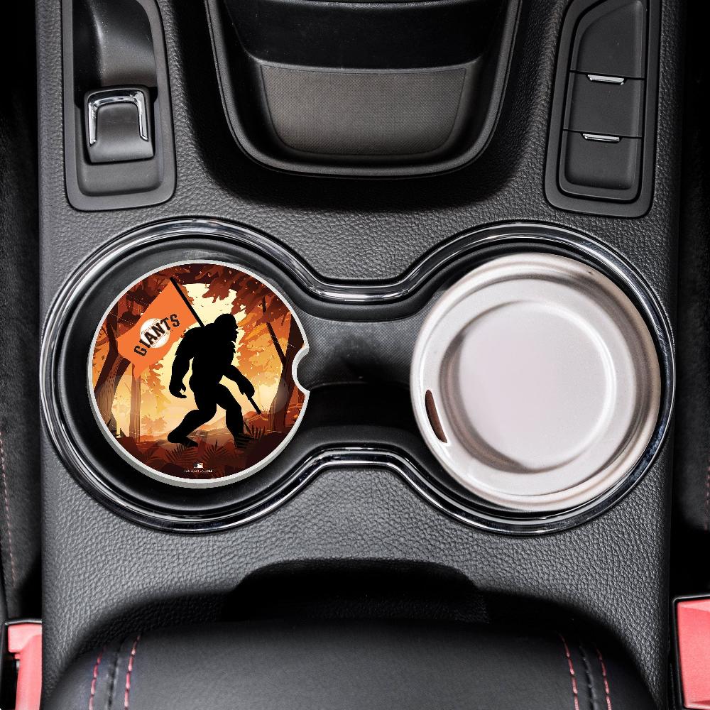 fan creations MLB San Francisco Giants Themed Ceramic Car Coaster - 2.5" Bigfoot Carrying Team Flag Design - 2 Pack