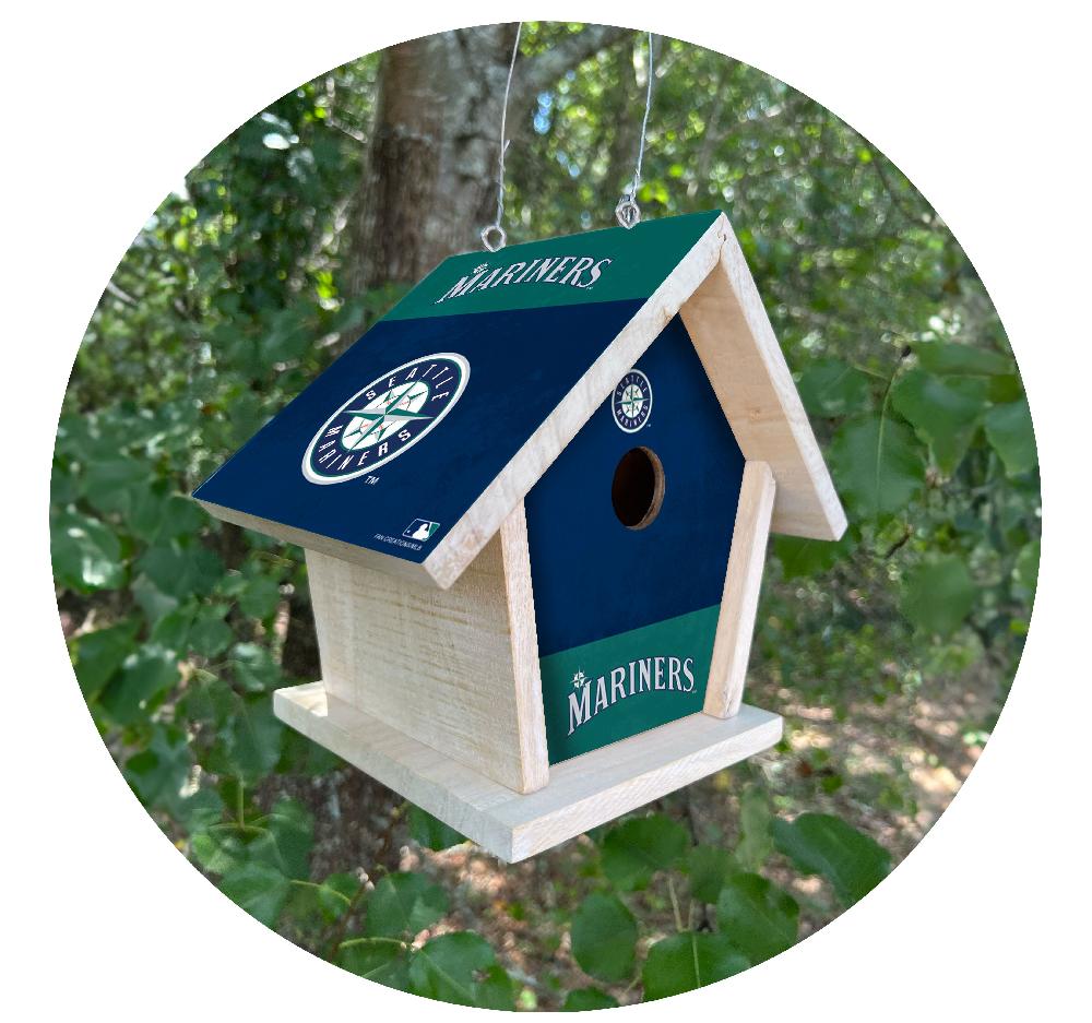 fan creations MLB Seattle Mariners-Themed Birdhouse – White Mahogany with Bright UV Printed Team Colors