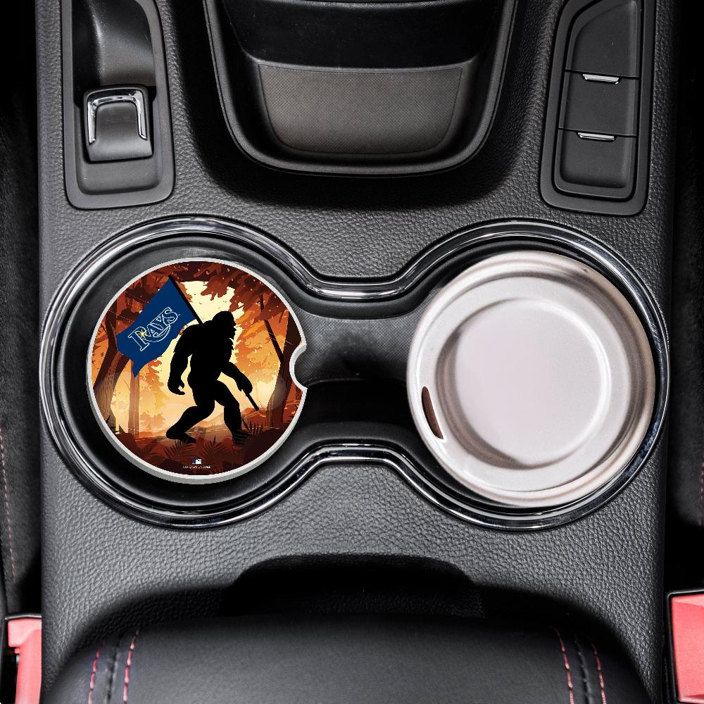 fan creations MLB Tampa Bay Rays Themed Ceramic Car Coaster - 2.5" Bigfoot Carrying Team Flag Design - 2 Pack