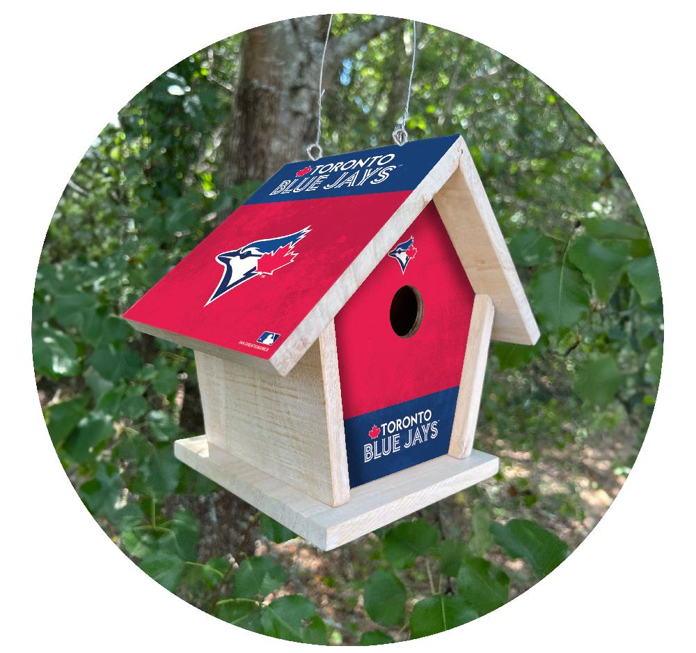 fan creations MLB Toronto Blue Jays-Themed Birdhouse – White Mahogany with Bright UV Printed Team Colors