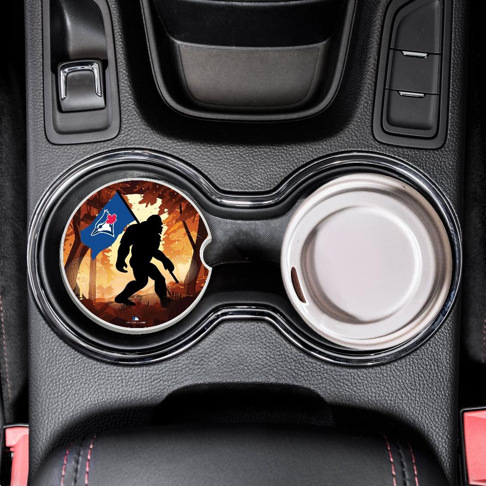 fan creations MLB Toronto Blue Jays Themed Ceramic Car Coaster - 2.5" Bigfoot Carrying Team Flag Design - 2 Pack