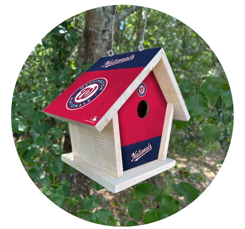 fan creations MLB Washington Nationals-Themed Birdhouse – White Mahogany with Bright UV Printed Team Colors