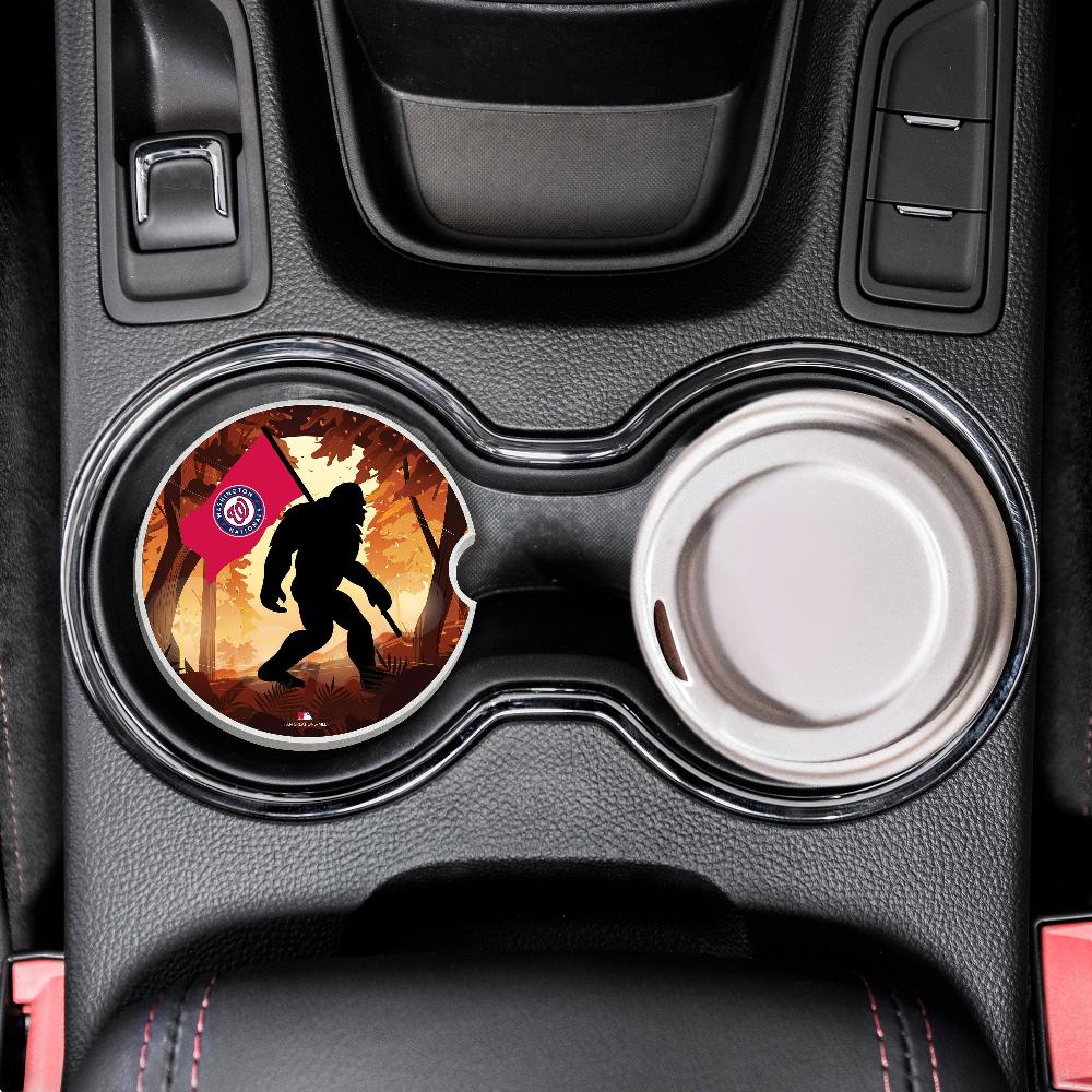 fan creations MLB Washington Nationals Themed Ceramic Car Coaster - 2.5" Bigfoot Carrying Team Flag Design - 2 Pack