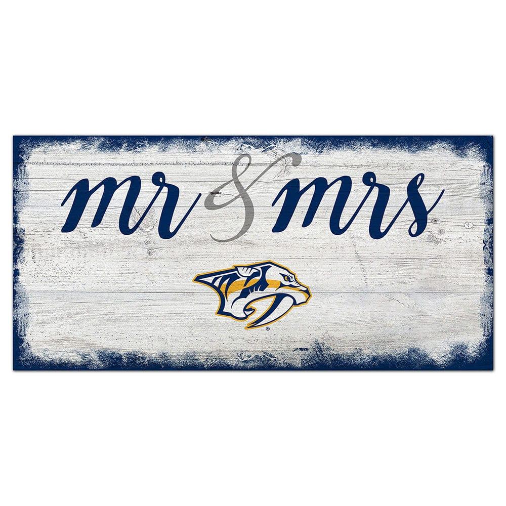 fan creations Nashville Predators Script Mr & Mrs 6x12 Sign