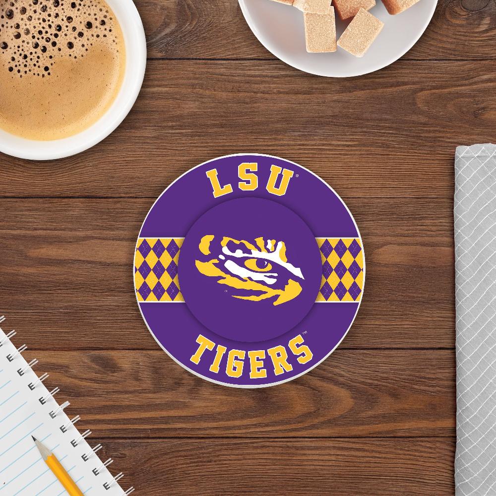 fan creations NCAA - LSU 4 inch Ceramic Argyle Coaster