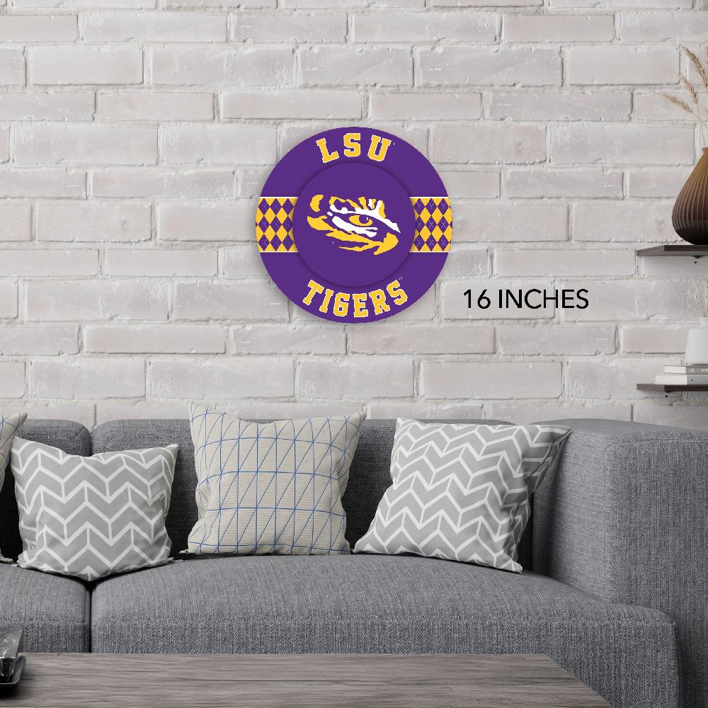 fan creations NCAA LSU Argyle 16inc Circle Wall Art
