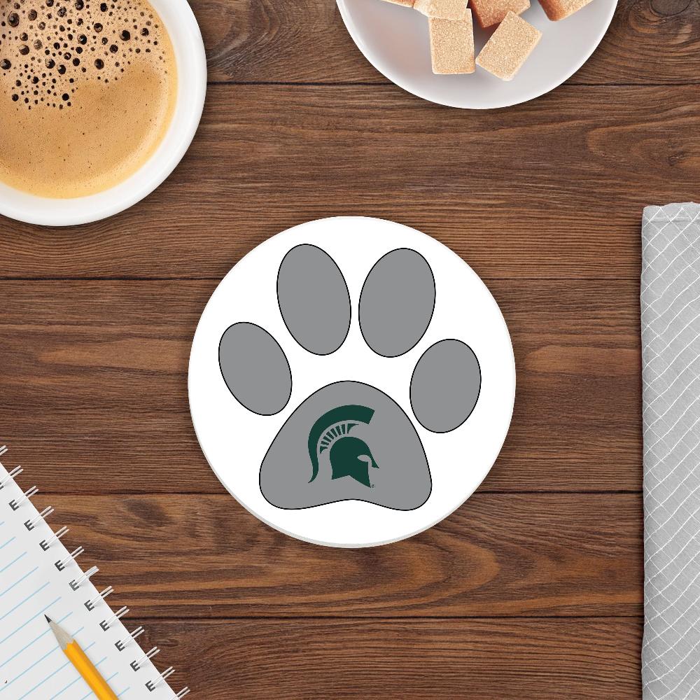 fan creations NCAA - Michigan State University 4 in Round Dog Paw Coaster