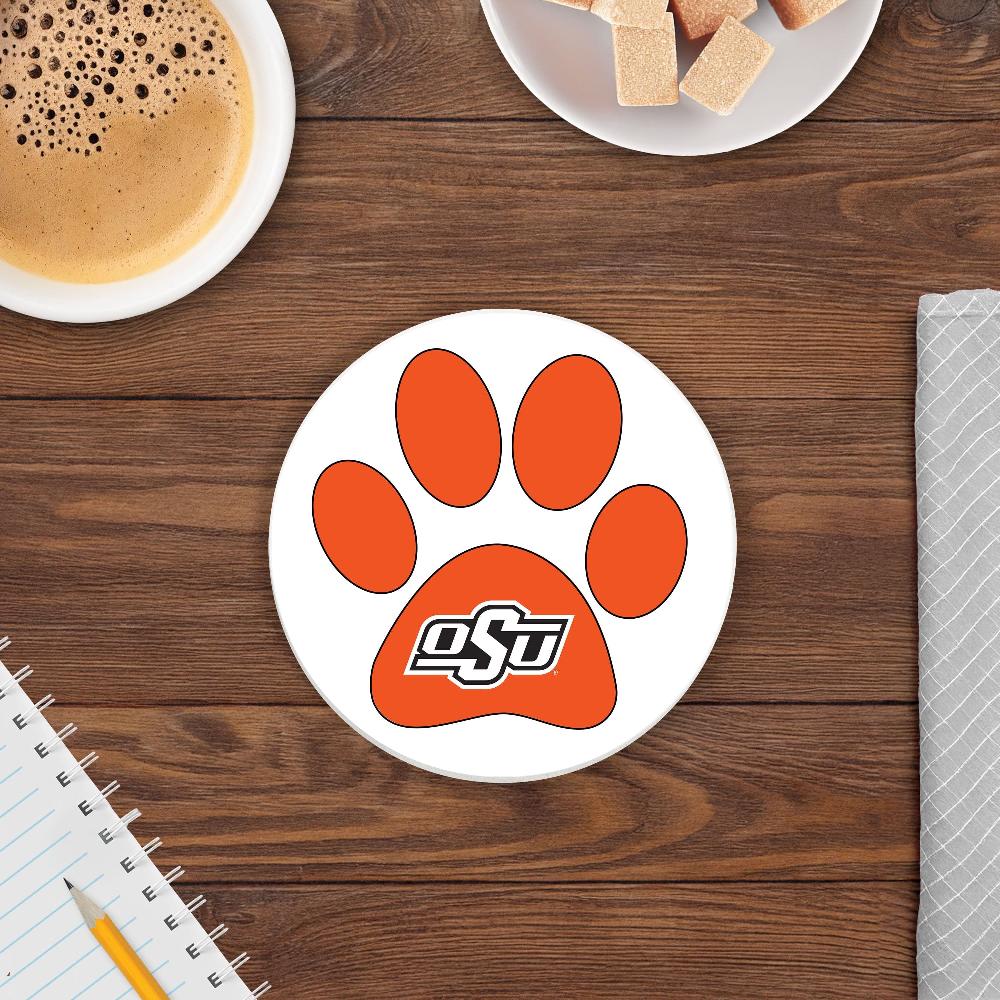fan creations NCAA - Oklahoma State University 4 in Round Dog Paw Coaster