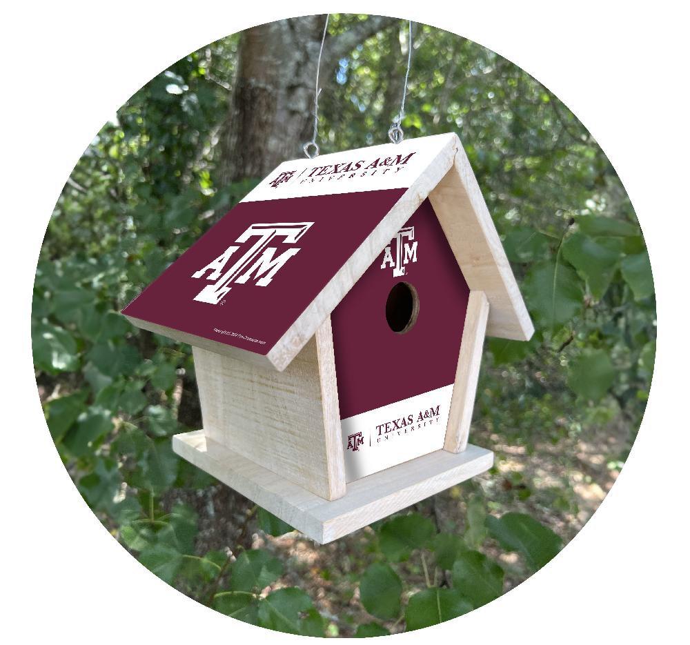 fan creations NCAA Texas A&M University-Themed Birdhouse – White Mahogany with Bright UV Printed Team Colors
