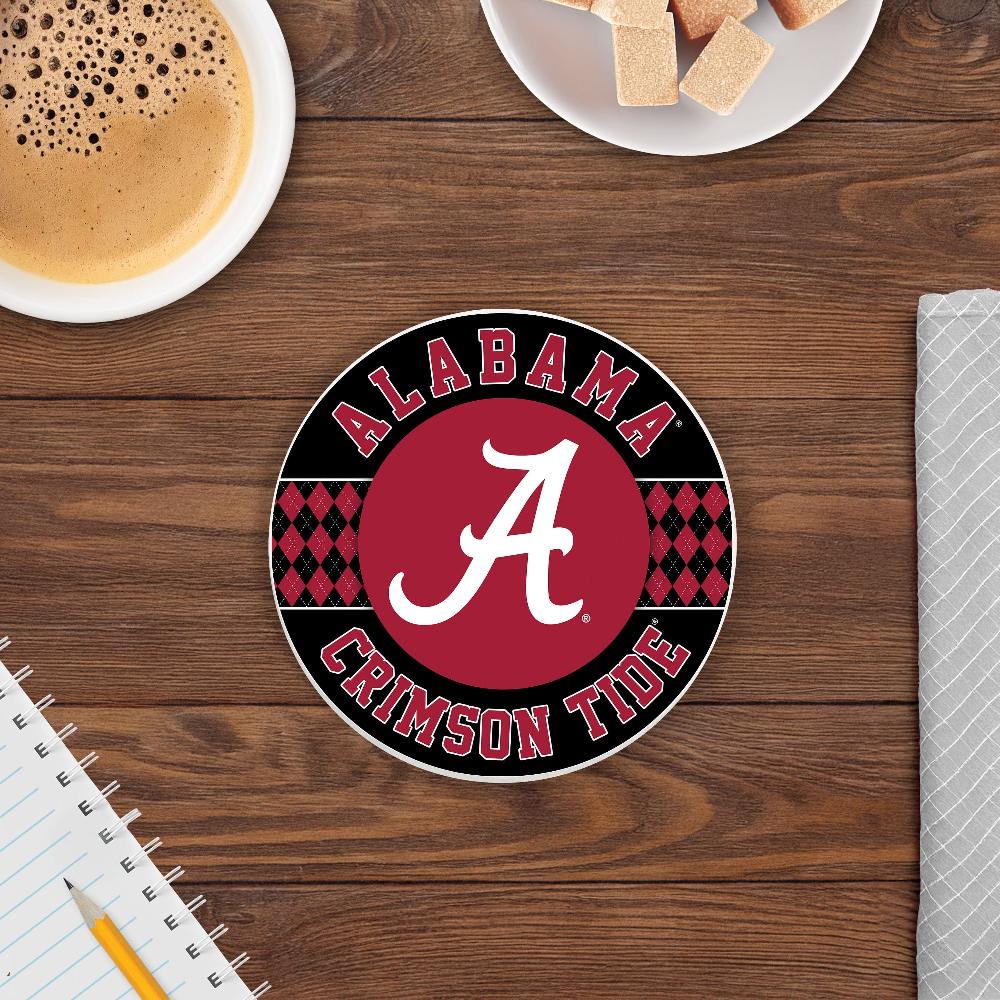 fan creations NCAA - University of Alabama 4 inch Ceramic Argyle Coaster