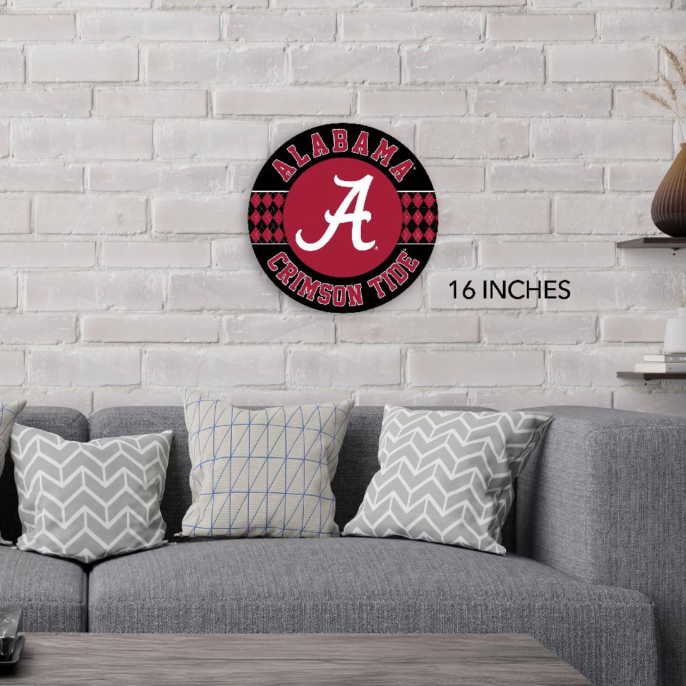 fan creations NCAA University of Alabama Argyle 16inc Circle Wall Art