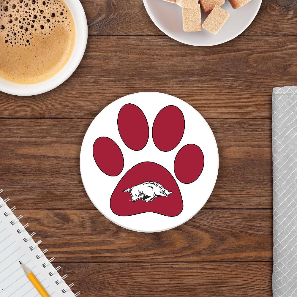 fan creations NCAA - University of Arkansas 4 in Round Dog Paw Coaster