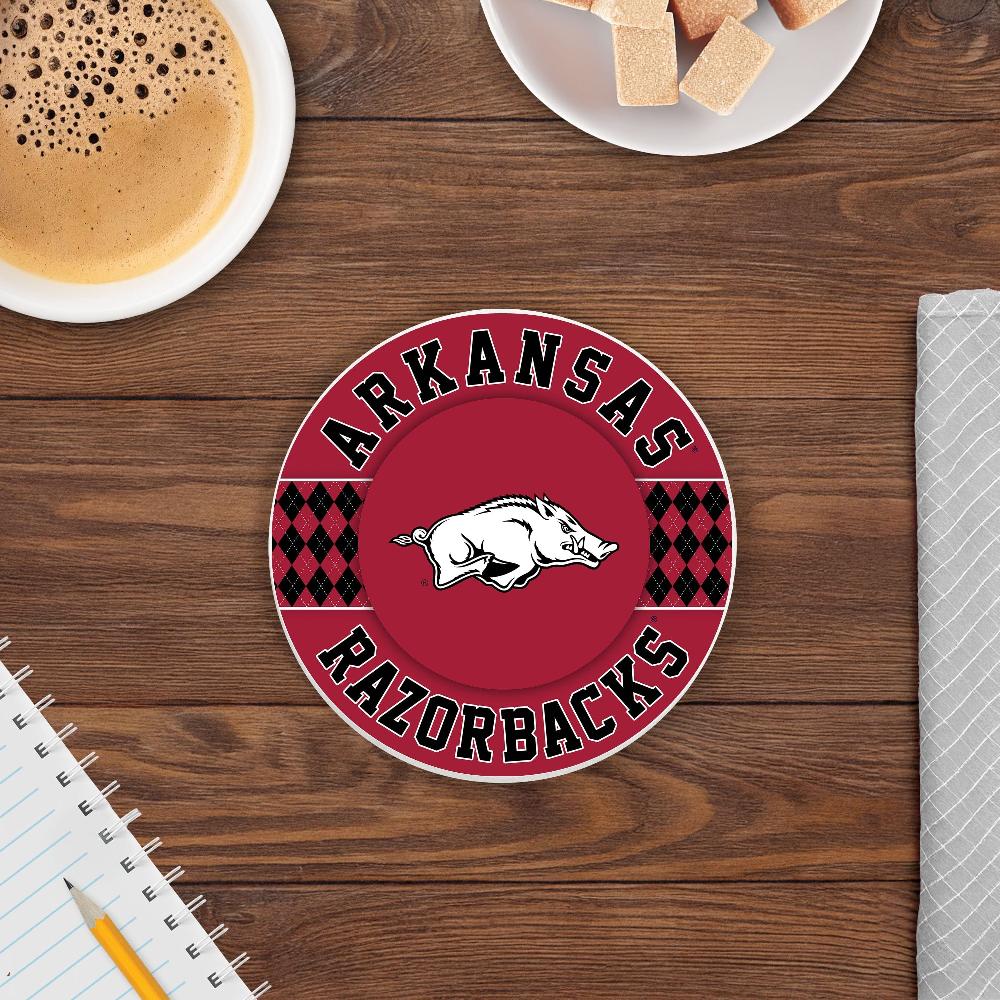 fan creations NCAA - University of Arkansas 4 inch Ceramic Argyle Coaster