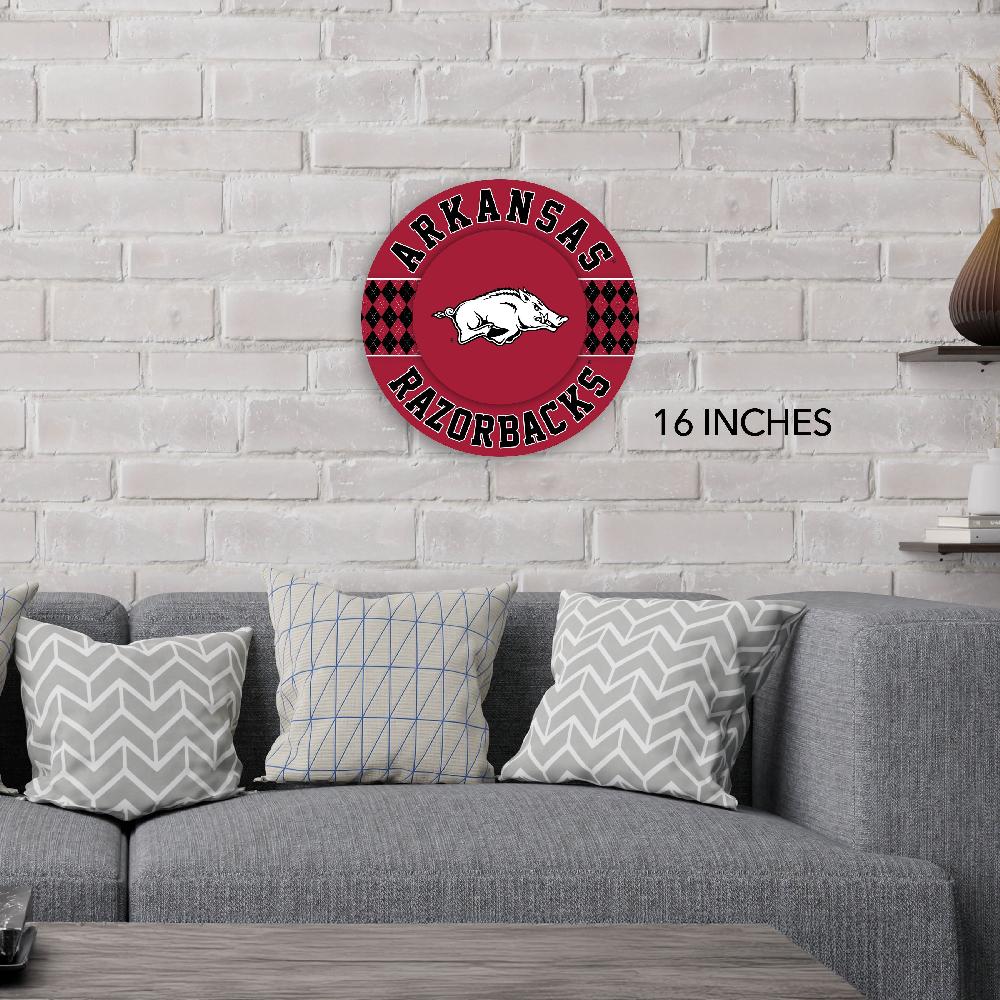 fan creations NCAA University of Arkansas Argyle 16inc Circle Wall Art