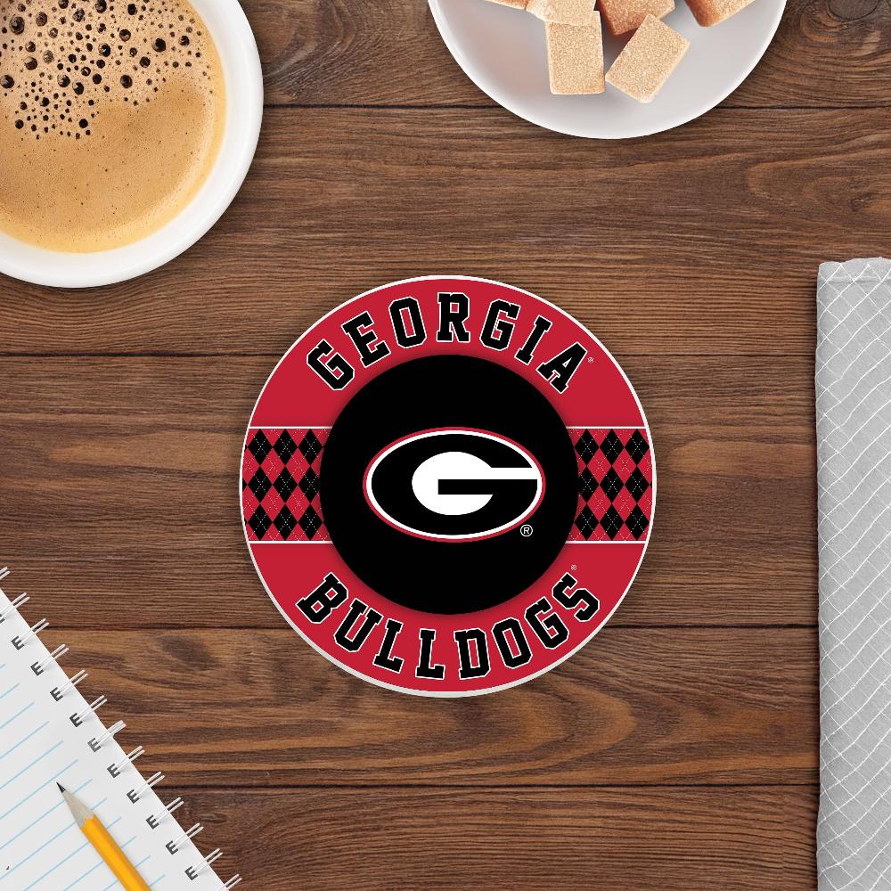 fan creations NCAA - University of Georgia 4 inch Ceramic Argyle Coaster
