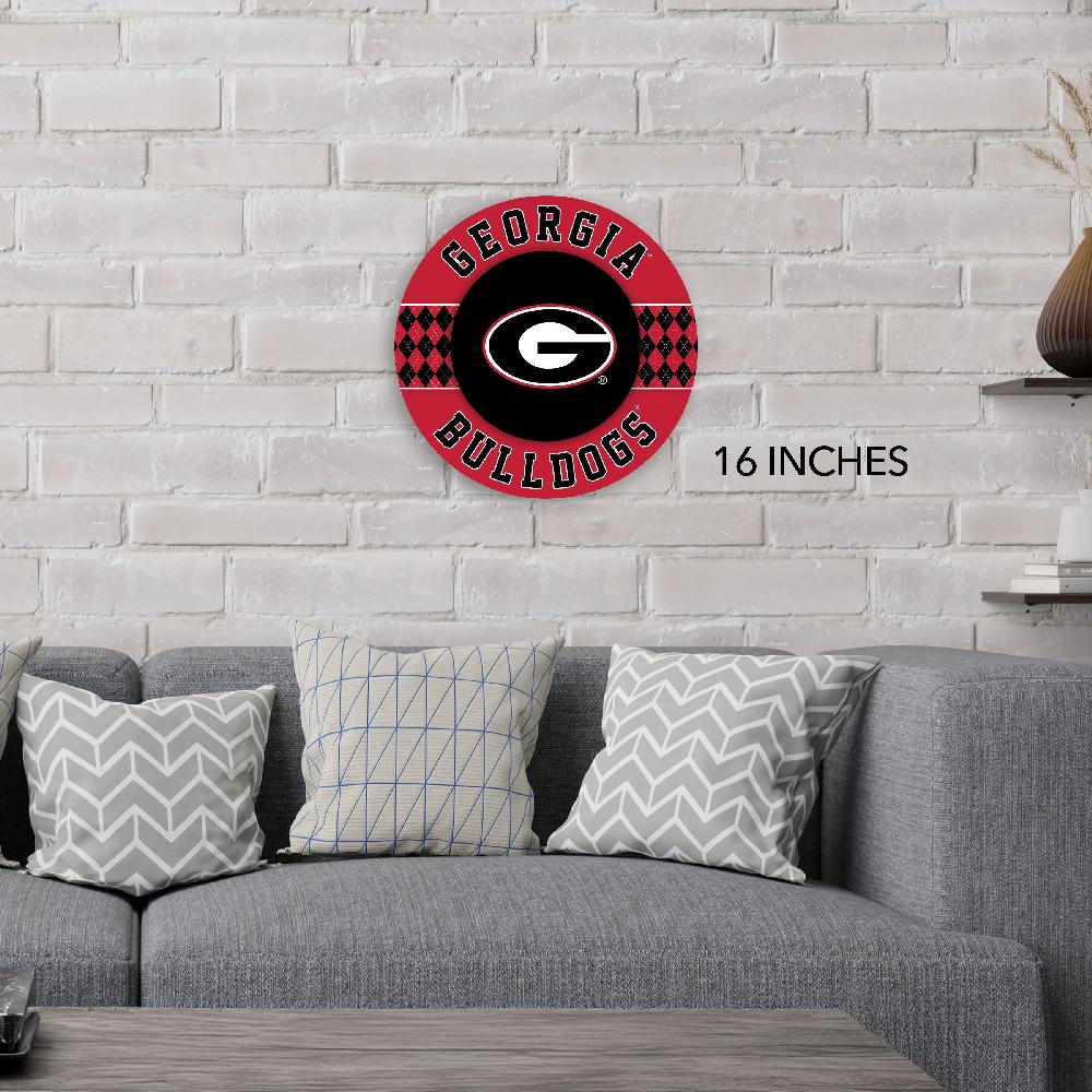 fan creations NCAA University of Georgia Argyle 16inc Circle Wall Art